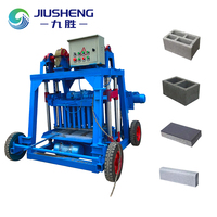 Machine à fabriquer des briques mobiles hydrauliques JIUSHENG 4-45 avec moteur - Producteur de blocs de béton portable multi-tension à haute efficacité