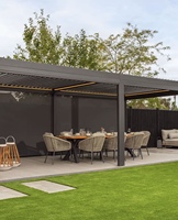 Pergola bioclimatique élégante pour les jardins européens, prête à affronter la pluie, intelligente contre le soleil, conçue pour durer