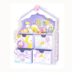 IIECREATE bricolage Miniature meubles <span class=keywords><strong>en</strong></span> <span class=keywords><strong>bois</strong></span> <span class=keywords><strong>maison</strong></span> <span class=keywords><strong>de</strong></span> <span class=keywords><strong>poupée</strong></span> ensemble avec boîte <span class=keywords><strong>de</strong></span> rangement modèle éducatif jouet pour enfants - Product Image 1