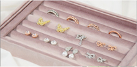 Plateau en velours rose pour bague de présentation, Palette de rangement