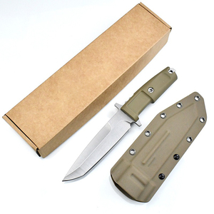 Couteau de chasse EDC ER Outdoor en acier inoxydable, manche en caoutchouc de 5,8 mm d'épaisseur, OEM DIY, ouverture rapide par bouton-poussoir coulissant - Product Image 3