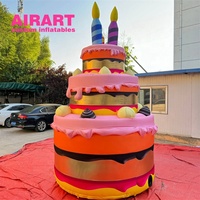 Gâteau gonflable décoré à trois couches, gâteau d'anniversaire gonflable personnalisé pour fête en plein air