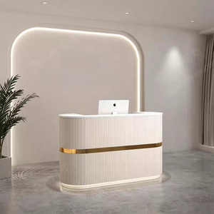 Mejor Venta de alta calidad oro blanco salón recepción mostrador muebles luz lujo clavo y salón Bar mostrador - Product Image 1