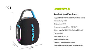 Altavoz HOPESTAR P91 Mini, Subwoofer Deportivo Inalámbrico, Diseño Clásico, Portátil, Resistente al Agua, con Iluminación LED RGB, <span class=keywords><strong>CLIP4</strong></span> - Product Image 4