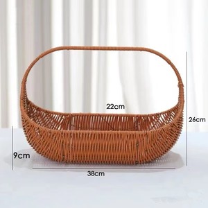 Panier de stockage alimentaire tissé en plastique osier <span class=keywords><strong>moderne</strong></span> avec poignée pour le pique-nique et le stockage en plein air - Product Image 3