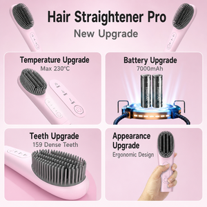 <span class=keywords><strong>Spazzola</strong></span> Lisciante <span class=keywords><strong>per</strong></span> <span class=keywords><strong>Capelli</strong></span> 2-in-1 Senza Fili, Ricaricabile USB con Ioni Negativi - Product Image 2