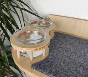 Estante para gatos de pared de madera con comedero para gatos de pared de 2 escalones - Product Image 6