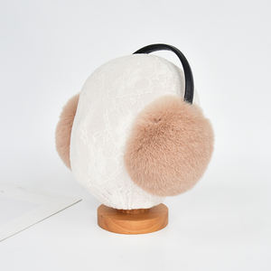 RTS – <span class=keywords><strong>cache</strong></span>-oreilles de luxe en fourrure de lapin véritable Rex pour <span class=keywords><strong>femme</strong></span>, protège-oreilles d'hiver chaud pour l'extérieur, à la mode, doux - Product Image 6