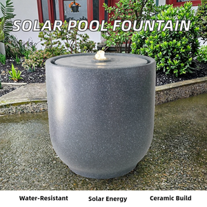 Fontaine en céramique étanche à énergie solaire, pompe extérieure au design moderne, diamètre 50 cm, cascades, ornements de <span class=keywords><strong>jardin</strong></span> paysager, maison - Product Image 2