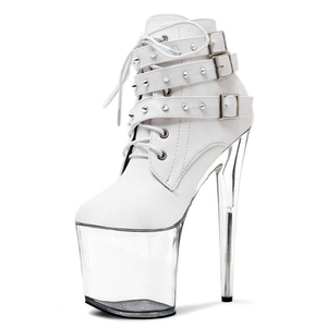 Botas de <span class=keywords><strong>Mujer</strong></span> con Tacón Fino de 20 cm, Punta Redonda, Color Negro, Otoño-Invierno 2021, Zapatos de Tacón Alto de Moda - Product Image 3