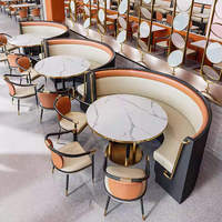 Ensembles de tables et chaises de café-bar de haute qualité en acier inoxydable, mobilier de salle à manger pour restaurant, banquette de vente en gros pour usage commercial