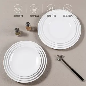 Stock White Chinesse Custom Print A5 Melamine Plates Bulk Wholesale Melamine Plates Round Melamine Plates