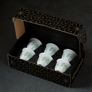 Alta calidad hogar pequeño blanco 70ml porcelana cerámica Oriente Medio estilo árabe té café Cawa Kawa taza juego de 6 patrón de <span class=keywords><strong>Palma</strong></span> - Product Image 2