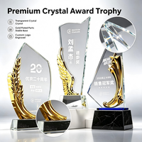 Placa de Cristal Transparente Grabable, Base de Metal para Escritorio, Trofeo de Cristal Personalizado