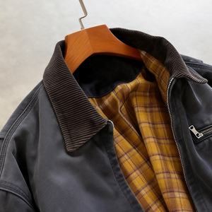 Chaqueta de lona 100% algodón con cremallera, estilo vintage, lavado ácido, de alta calidad, gruesa, extragrande, con LOGO personalizado, para hombre, ideal para invierno. - Product Image 3