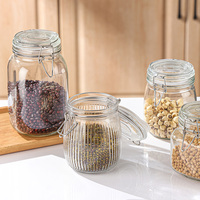 Bocaux en verre transparent à couvercle basculant, contenants hermétiques multi-usages pour cornichons, fruits, légumes et aliments fermentés faits maison