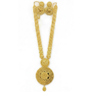 สร้อยคอยาวสำหรับผู้หญิงดีไซน์ลายดอกไม้สีทอง14K 18K 24K เครื่องประดับทองเหลืองสำหรับงานแต่งงาน - Product Image 1