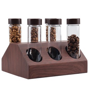 Conteneur de stockage de café à dose unique, flacons doseurs en verre pour grains de café avec couvercles, support de présentation métallique, accessoires pour café - Product Image 3