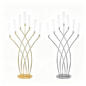 Golden Silver Candlestick for <b>Weddings</b> Table Centerpieces Decoration <b>Candle</b> Holder Iron Candelabras Candlestick - Product Image 5