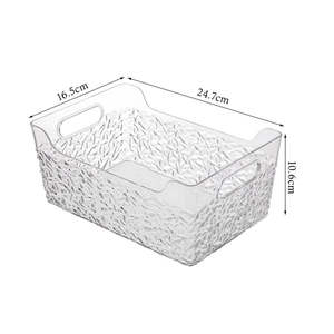 Panier de rangement cosmétique en acrylique à motif glace, organisateur de bureau transparent avec poignée portable - Product Image 5