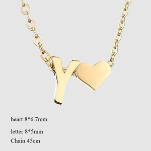 Collana con 26 Lettere dell'Alfabeto Inglese e Cuore in Oro 18K <span class=keywords><strong>per</strong></span> Donne, Ciondolo con Iniziale in Acciaio Inossidabile, Gioielli di Moda - Product Image 3