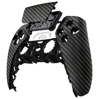 Cangkang pengontrol untuk PS5, penutup Gaming ramping & modis dengan Touchpad, lapisan depan mengkilat karbon perak hitam