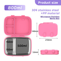 Nouvelle conception de boîte à lunch pour enfants, étanche, de qualité alimentaire, pour pique-niques et déjeuners, avec plateau intérieur en acier inoxydable, boîte à lunch pour tout-petits