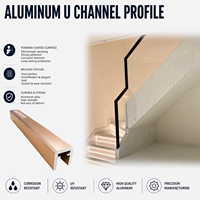 Rampe en verre moderne en alliage d'aluminium, système de garde-corps en verre à base en U pour escalier et balcon