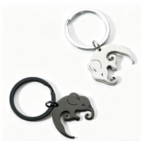 Porte-clés Éléphant Couple Noble, Breloques Éléphant Puzzle Assorties, Ensemble de Breloques de Sac pour Amoureux