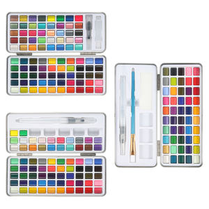 Professionelle 50/72/90 Einschließlich <span class=keywords><strong>Metallic</strong></span> und Fluoreszierende Farben in Tragbare Box soild Aquarell malen Set für Künstler - Product Image 6