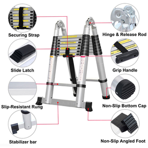<span class=keywords><strong>Escalera</strong></span> Telescópica de <span class=keywords><strong>3</strong></span>.2 m, <span class=keywords><strong>Escalera</strong></span> Plegable, Escalones de Trabajo, Escaleras Domésticas de Aluminio Modernas con Pasamanos, <span class=keywords><strong>3</strong></span> <span class=keywords><strong>Metros</strong></span> 30 cm - Product Image 4