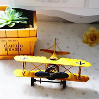 Modèle d'avion vintage en métal, artisanat en fer forgé, avion de la Seconde Guerre mondiale, maquette d'avion de combat à 2 étages, accessoires photo
