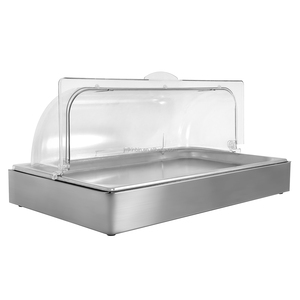 Plateau de présentation réfrigéré pour fruits de mer avec couvercle transparent, plateau de service en acier inoxydable pour aliments froids, idéal pour hôtels, restaurants et traiteurs de sushis - Product Image 2