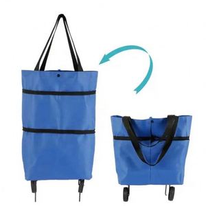 Carrito de Compras Plegable de Nailon con Ruedas, Carrito de Supermercado Plegable al por Mayor - Product Image 1