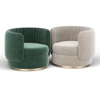 Fauteuil pivotant de haute qualité, capitonné, moderne, confortable, revêtement en velours, base en métal, fauteuil de détente pour salon