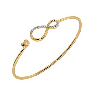 <b>Infinity</b> Loop Gold Bangle with Round Lab Grown Diamonds - Product Image 1