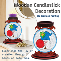 Kit de Bricolage 5D Peinture Diamant Porte-Bougie en Bois Gnome – Kit d'Art Diamant pour Noël, Décoration Maison, Cadeau