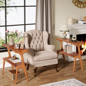 Bàn gỗ 2 tầng với kệ lưu trữ, bàn ghế mỏng cho phòng khách, bàn cạnh giường ngủ hẹp cho phòng ngủ - Product Image 3