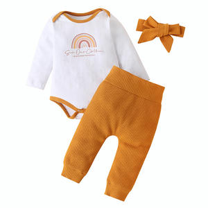 Set di pagliaccetto per neonata Set <span class=keywords><strong>3</strong></span> pz Set di <span class=keywords><strong>abbigliamento</strong></span> per bambini in cotone <span class=keywords><strong>3</strong></span>-6 <span class=keywords><strong>mesi</strong></span> primavera autunno vestiti per neonati - Product Image 1