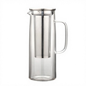 Offre Spéciale : Cafetière à Infusion Froide en Verre Transparent avec Grand <span class=keywords><strong>Filtre</strong></span> en Acier Inoxydable 1300ml et Couvercle Résistant au Froid et à la Chaleur - Product Image 1