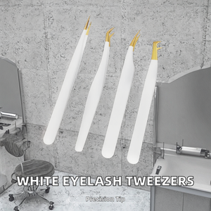 Pinzas para Extensión de Pestañas de Acero Inoxidable, Punta Blanca Puntiaguda, Punta Lisa, 10 mm, Personalizadas - Product Image 2