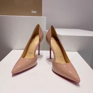 Escarpins décontractés pour femmes à talon aiguille, bout pointu, découpe latérale, semelle rouge, style sexy - Product Image 4