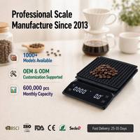 Báscula Digital de Café de Alta Precisión con Temporizador, 3 kg/0,1 g, Báscula Electrónica para Café con Tapete de Silicona Resistente al Calor y Pantalla LED