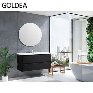 Nuevo Mueble de Baño Moderno <span class=keywords><strong>2022</strong></span>, Combinado con Espejo, en MDF con Acabado en Polvo Epoxi Negro, Impermeable - Product Image 6