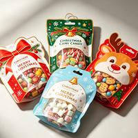 Sacs d'emballage de bonbons de Noël découpés à la forme, refermables avec fermeture éclair, pochettes festives personnalisées en aluminium imprimé