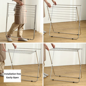 Séchoir à linge SHIMOYAMA pour la maison, pliable, portable, en acier inoxydable, pour balcon, pour sécher les vêtements et les serviettes - Product Image 5