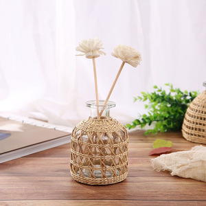 Vase en verre de fleurs séchées, Style campagnard américain, Vase en verre avec paille de Tartan tissée, filet créatif avec filet en <span class=keywords><strong>corde</strong></span> - Product Image 3
