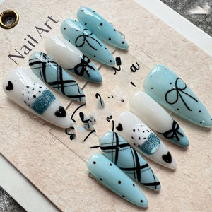 Vente en gros nouveau style presse sur ongles <span class=keywords><strong>manucure</strong></span> Art couverture complète ongles faits à la main ongles de doigt en acrylique avec diamant - Product Image 4