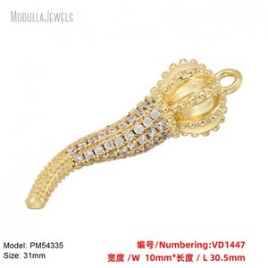 PM54332 Ciondolo Classico a Peperoncino Placcato <span class=keywords><strong>Oro</strong></span> con Zircone Cubico Corno Italiano <span class=keywords><strong>Cornicello</strong></span> Portafortuna per la Creazione di Gioielli - Product Image 5