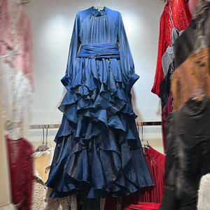 Bettergirl 2025 outono inverno novo nicho plissado onda irregular lótus folha borda comprimento vestido - Product Image 2